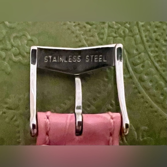 Michael Kors Pink Leather & Stainless Steel Silver Wrist Watch w/ Bling & Date - Picture 10 of 15